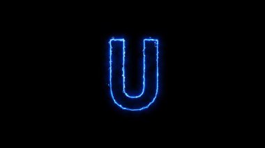Bir b c d f f h j l m n o p q s t u v x y z animasyon neon mavi ark reaktörü alfabesi 4k animasyon harfleri