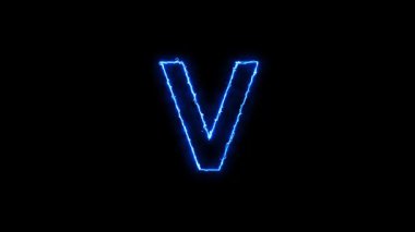 Bir b c d f f h j l m n o p q s t u v x y z animasyon neon mavi ark reaktörü alfabesi 4k animasyon harfleri
