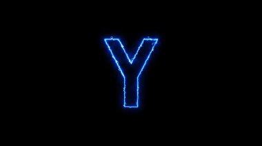 Bir b c d f f h j l m n o p q s t u v x y z animasyon neon mavi ark reaktörü alfabesi 4k animasyon harfleri