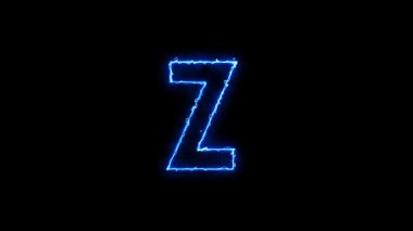 Bir b c d f f h j l m n o p q s t u v x y z animasyon neon mavi ark reaktörü alfabesi 4k animasyon harfleri
