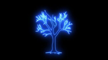 animasyon neon ağaçları neon bitkileri mavi croma 4k döngüsü