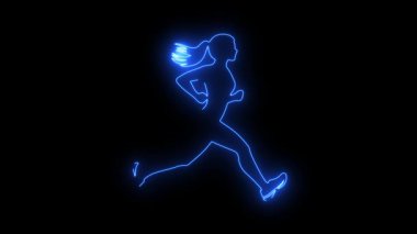 Neon animasyon neon kadın çalıştıran kadın kroma 4k döngüsü çalıştırıyor.