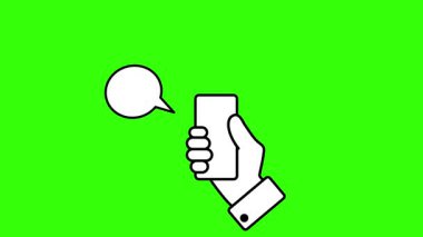 Cep telefonu boş sohbet balonundan çıkar cep telefonu animasyonu boş bildirim alanı 4k yeşil ekran düzenlenebilir
