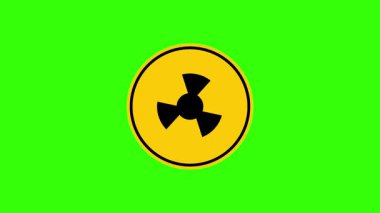 radyoaktif sembol canlandırılmış ikon aktif radyo sembolü yuvarlak üçgen ve altıgen yeşil ekran 4k döngüsü