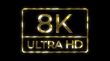 8k çözünürlük simgesi altın animasyon simgesi 8k yeşil ekran renklendirmesi düzenlenebilir