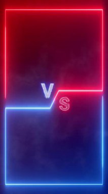 v vs arkaplan kaplama animasyonuna karşı mavi ve kırmızı neon dikey 4k