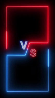 v vs arkaplan kaplama animasyonuna karşı mavi ve kırmızı neon dikey 4k