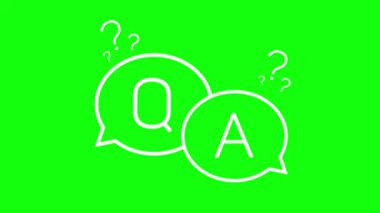 q ve bir soru ve cevapla canlandırılmış oturum simgesi q n a neon 4k yeşil ekran