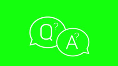 q ve bir soru ve cevapla canlandırılmış oturum simgesi q n a neon 4k yeşil ekran