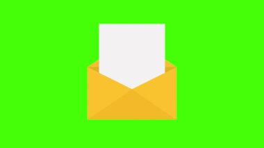 Yeşil ekrandaki animasyon dizisi içinde kırmızı 'X' işareti olan bir zarf gösteriyor. Basit, düz tasarım, reddetme, hata veya iptal kavramları için uygun