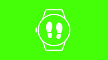 Yeşil Arkaplanda Beyaz Ayak İzleri Smartwatch Simgesi