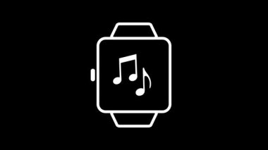 Beyaz Meydan ve Smartwatch Müzik Simgesi Siyah Arkaplanda