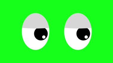 simge göz kırpan sağ çizgi film animasyon gözleri kötü ruh hali yeşil ekran 4k croma izole