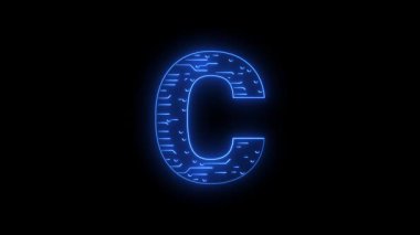 ABCDEFGHIJLMNOPQRSTUVWQYZ Neon AI teknolojisi alfabe harfleri animasyon harfleri temalı neon ai teknolojisi mavi 4k croma