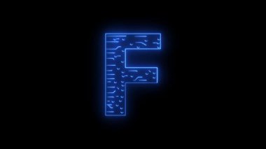 ABCDEFGHIJLMNOPQRSTUVWQYZ Neon AI teknolojisi alfabe harfleri animasyon harfleri temalı neon ai teknolojisi mavi 4k croma