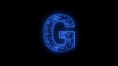 ABCDEFGHIJLMNOPQRSTUVWQYZ Neon AI teknolojisi alfabe harfleri animasyon harfleri temalı neon ai teknolojisi mavi 4k croma