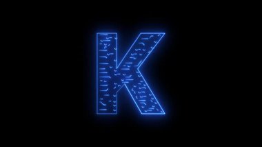 ABCDEFGHIJLMNOPQRSTUVWQYZ Neon AI teknolojisi alfabe harfleri animasyon harfleri temalı neon ai teknolojisi mavi 4k croma