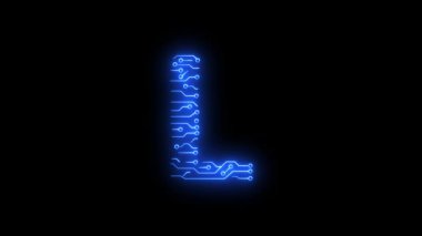 ABCDEFGHIJLMNOPQRSTUVWQYZ Neon AI teknolojisi alfabe harfleri animasyon harfleri temalı neon ai teknolojisi mavi 4k croma