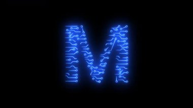 ABCDEFGHIJLMNOPQRSTUVWQYZ Neon AI teknolojisi alfabe harfleri animasyon harfleri temalı neon ai teknolojisi mavi 4k croma