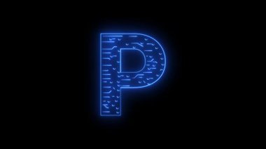 ABCDEFGHIJLMNOPQRSTUVWQYZ Neon AI teknolojisi alfabe harfleri animasyon harfleri temalı neon ai teknolojisi mavi 4k croma