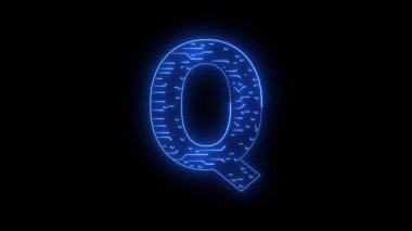 ABCDEFGHIJLMNOPQRSTUVWQYZ Neon AI teknolojisi alfabe harfleri animasyon harfleri temalı neon ai teknolojisi mavi 4k croma