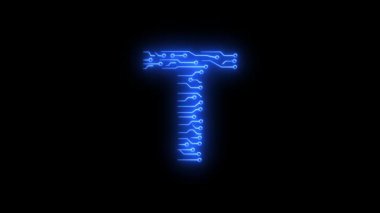 ABCDEFGHIJLMNOPQRSTUVWQYZ Neon AI teknolojisi alfabe harfleri animasyon harfleri temalı neon ai teknolojisi mavi 4k croma