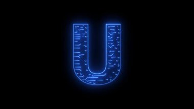 ABCDEFGHIJLMNOPQRSTUVWQYZ Neon AI teknolojisi alfabe harfleri animasyon harfleri temalı neon ai teknolojisi mavi 4k croma
