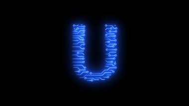 ABCDEFGHIJLMNOPQRSTUVWQYZ Neon AI teknolojisi alfabe harfleri animasyon harfleri temalı neon ai teknolojisi mavi 4k croma