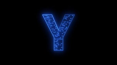 ABCDEFGHIJLMNOPQRSTUVWQYZ Neon AI teknolojisi alfabe harfleri animasyon harfleri temalı neon ai teknolojisi mavi 4k croma
