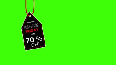 Black Friday etiket özel satışları 10,20,25,30,50,50,70% indirimli yeşil ekran 4k