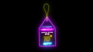 Siber pazartesi, neon etiket satışı animasyon, neon etiket pazartesi özel satışları% 4k 'ye varan yüzde 10,20,25,30,50,50 indirimli satışlar.