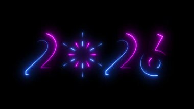 2026 mutlu yıllar 2026 neon animasyon mutlu yıllar 2026 4k döngü