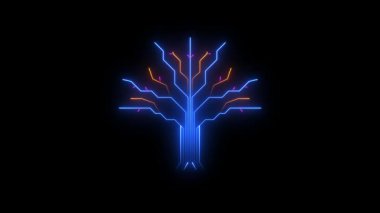 Bonsai ağacı teknolojisi ağacı animasyon ağacı neon ağacı ai teknolojisi 4k döngüsü