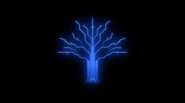 Bonsai ağacı teknolojisi ağacı animasyon ağacı neon ağacı ai teknolojisi 4k döngüsü