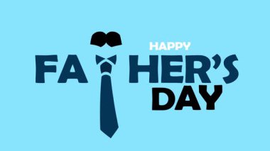 Babalar günün kutlu olsun geçmiş animasyonu mutlu babalar günü seni seviyorum mavi bıyık ve kravat düğümleme