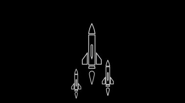 Roket füze fırlatma ikonu yeşil ekran croma animasyon roket fırlatma hızla yeşil ekran 4k 'ye doğru uçuyor