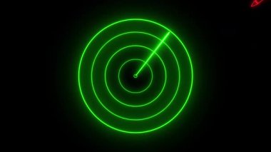 Radar dalgaları roket saldırısı tespit etti. Canlandırılmış daire dalgaları. Neon yeşil radar algılayıcı roket saldırısı.