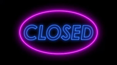 kapalı neon metin animasyon neon metin kapatma dükkan büfe 4k döngüsü