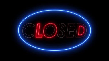 kapalı neon metin animasyon neon metin kapatma dükkan büfe 4k döngüsü