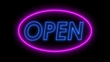 Neon metin canlandırılmış neon metin aç dükkan büfesi 4k döngüsü aç