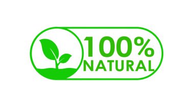 % 100 doğal organik ürün ikonu canlandırılmış ürün ikonu Vejetaryen doğal organik ürün izole edilmiş yeşil ekran 4k