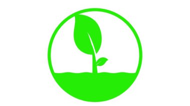 % 100 doğal organik ürün ikonu canlandırılmış ürün ikonu Vejetaryen doğal organik ürün izole edilmiş yeşil ekran 4k