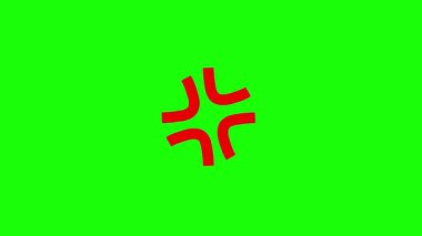 kızgın işaret simgesi kızgın işaret kırmızı anime izole yeşil ekran 4k