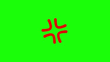 kızgın işaret simgesi kızgın işaret kırmızı anime izole yeşil ekran 4k