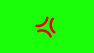 kızgın işaret simgesi kızgın işaret kırmızı anime izole yeşil ekran 4k