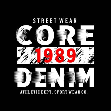 CORE DENIM beyaz grunge tasarım tipografi, vektör grafik illüstrasyon, t-shirtler ve diğerleri için