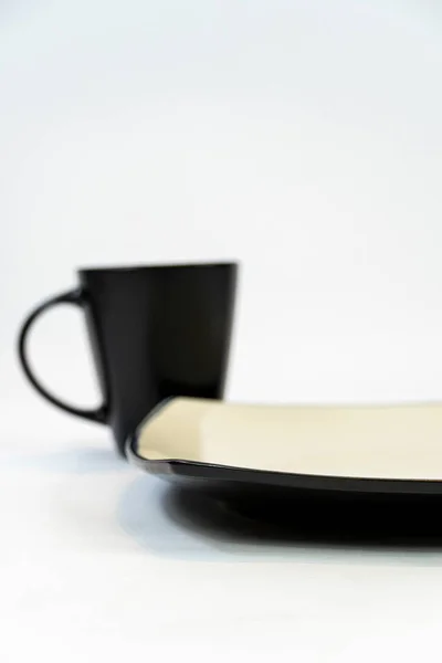 黑色和白色陶瓷碗隔离在白色背景上 Mexico Latin America Ica — 图库照片