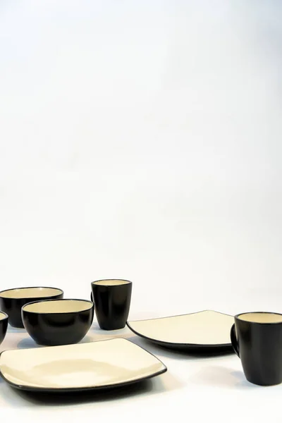 Black Ceramic Bowl Isolated White Background Mexico Latin America — Stock Photo, Image