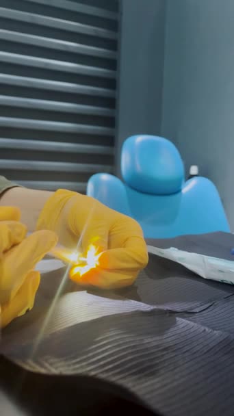 Sequência Colocação Folheados Dentários Fechar Etapas Clínicas Intra Orais Superior — Vídeo de Stock