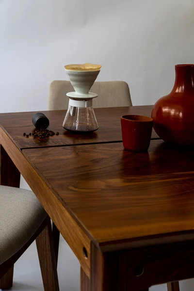 Étkezőasztal Kész Vacsora Fehér Háttér Design Bútorok Mexikói Latin Amerika — Stock Fotó
